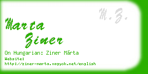marta ziner business card